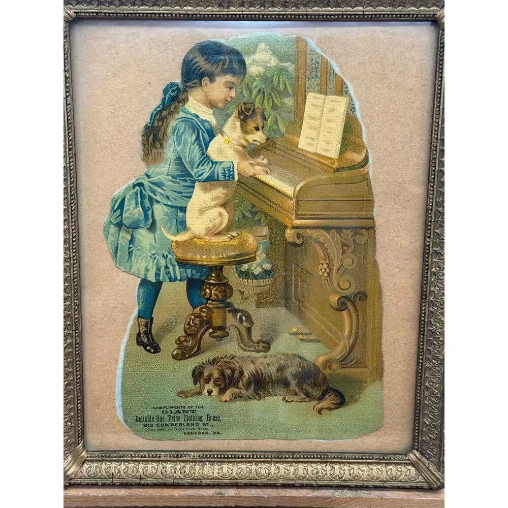 Antique Framed Victorian Advertising Trade Card Cut-Out –“The Giant